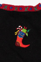 Vintage Black Heirloom Collectible Stockings Ugly Christmas Cardigan (2000s)
