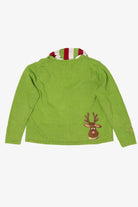 Vintage Green Tiara International Reindeer Scarf Ugly Christmas Cardigan (2000s)