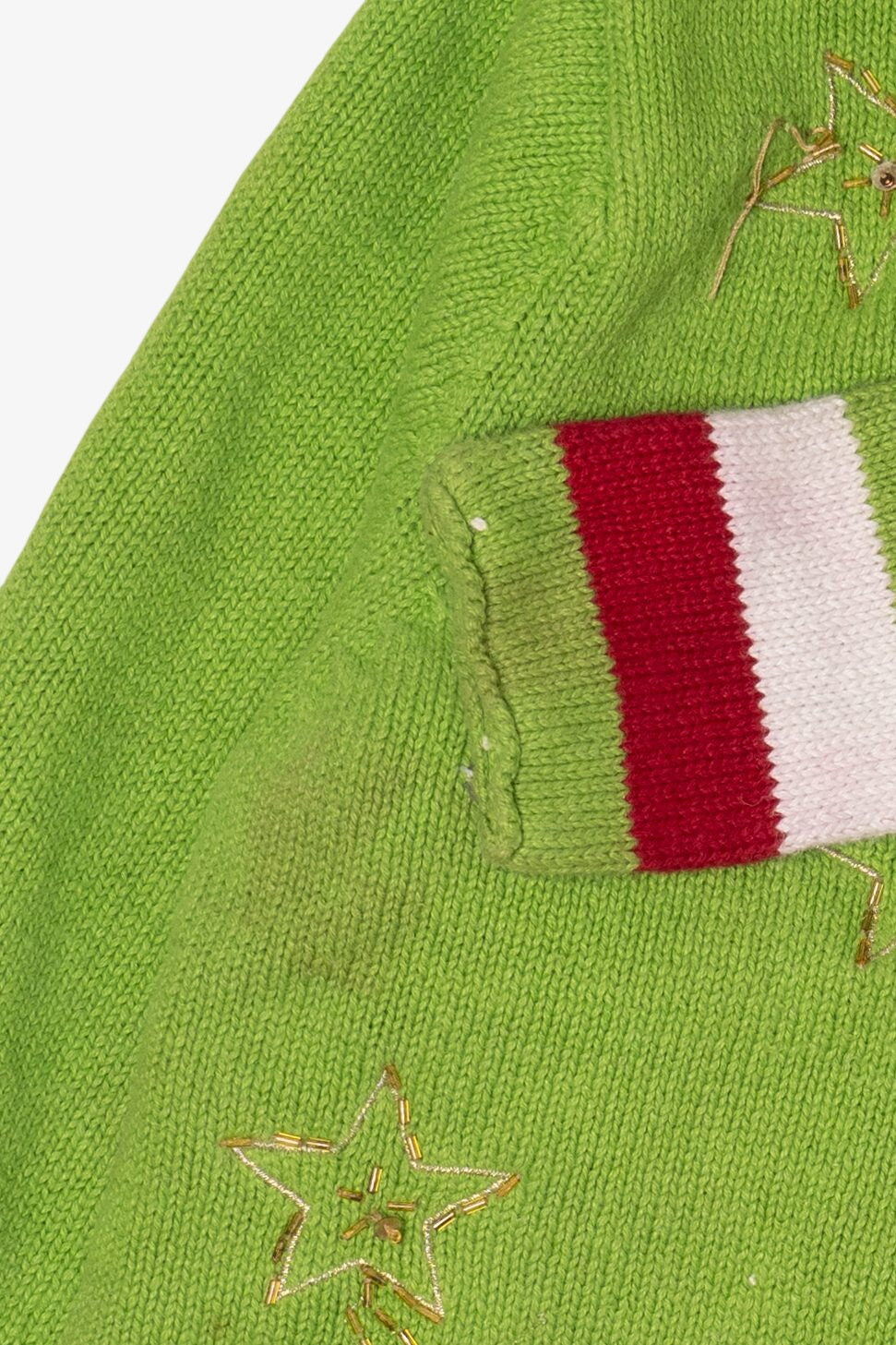 Vintage Green Tiara International Reindeer Scarf Ugly Christmas Cardigan (2000s)