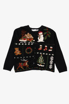 Vintage Black Dress Barn Ugly Christmas Cardigan (1990s)