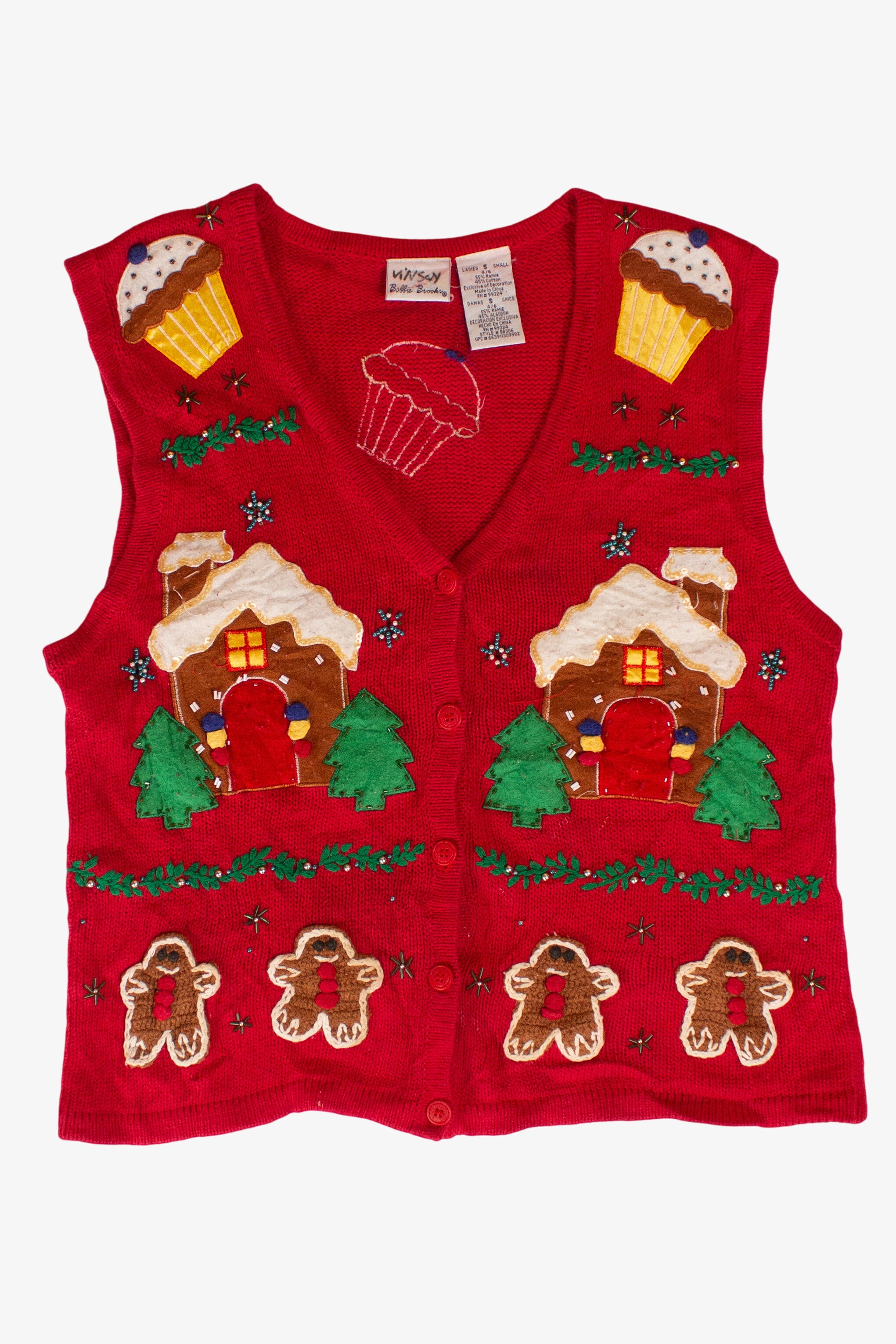 Vintage Red Bobbie Brooks Ugly Christmas Vest (1990s)