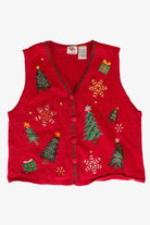 Red Nutcracker Trees Ugly Christmas Vest (1990s)