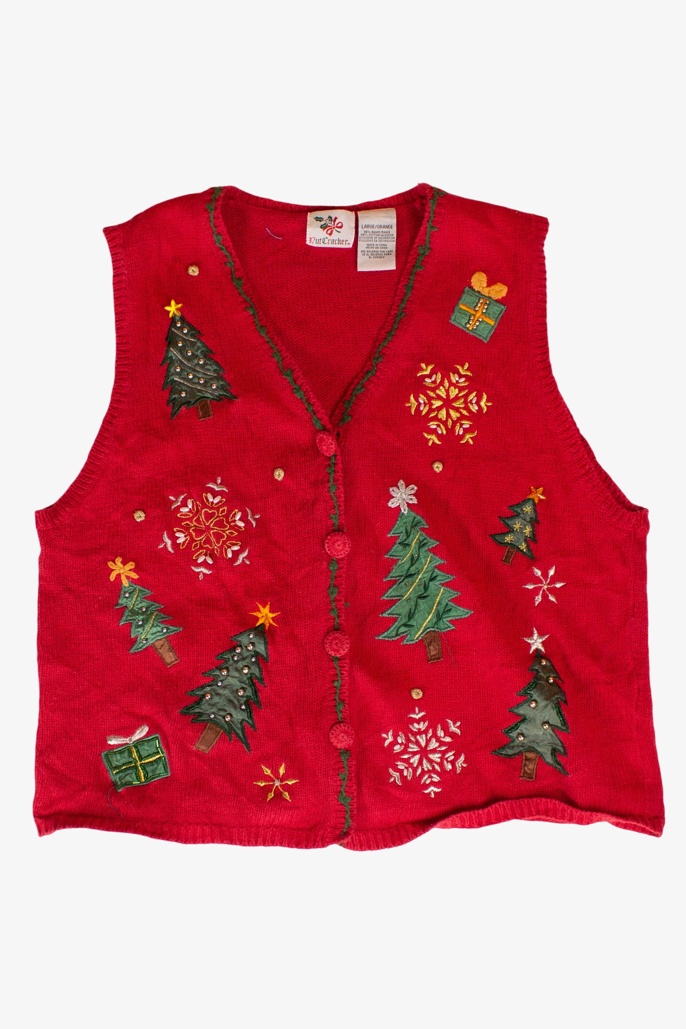 Red Nutcracker Trees Ugly Christmas Vest (1990s)