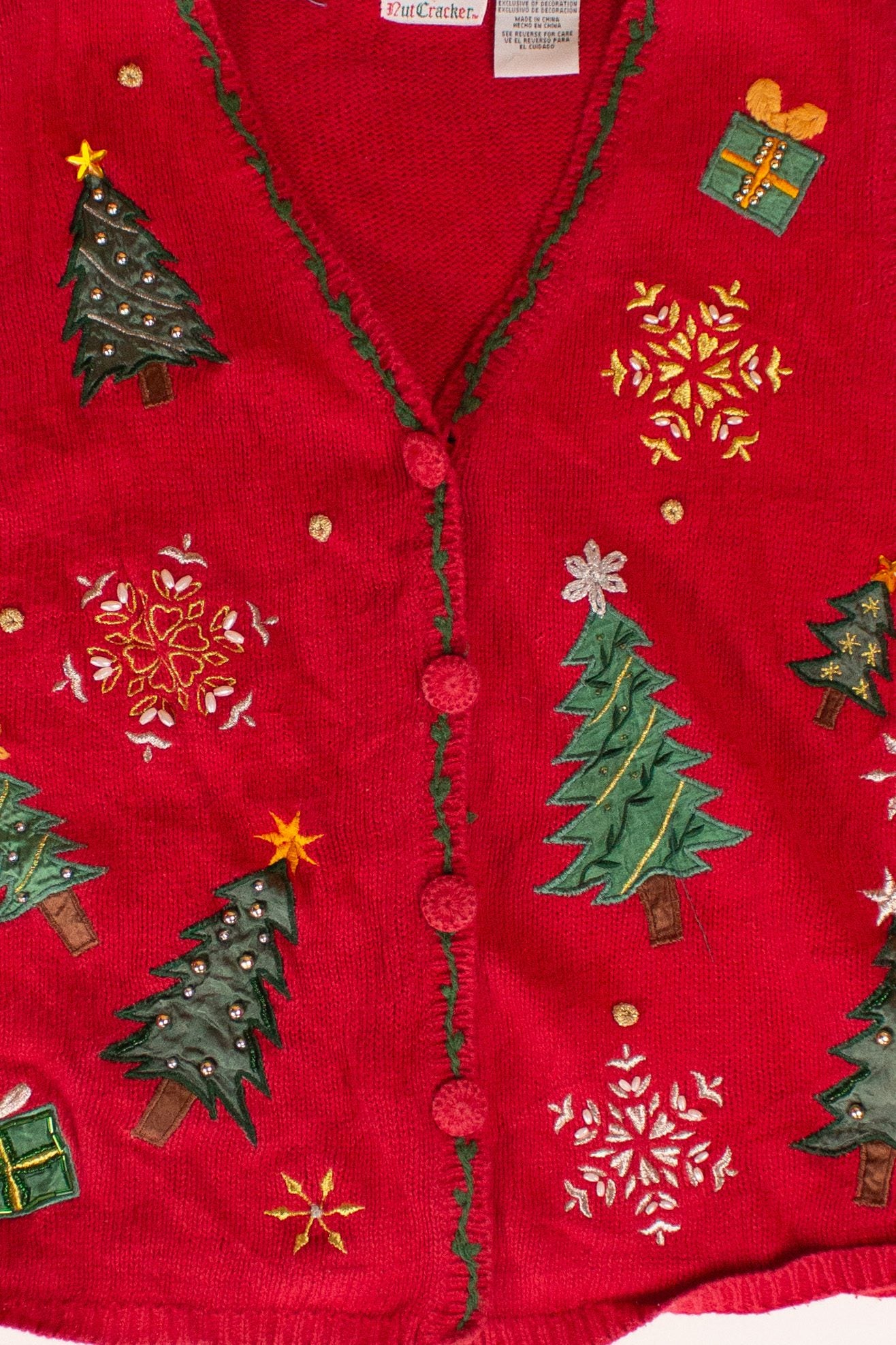 Red Nutcracker Trees Ugly Christmas Vest (1990s)
