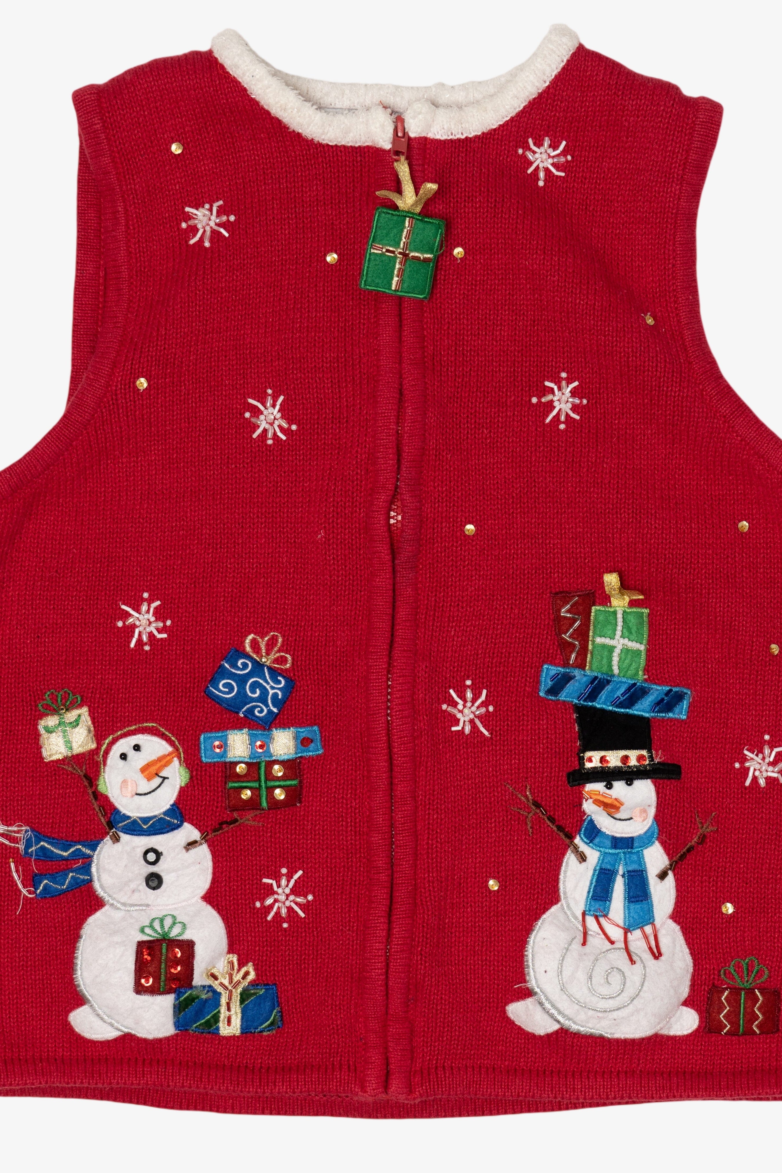 Vintage Red Heirloom Collectible Snowmen Ugly Christmas Vest (2000s)