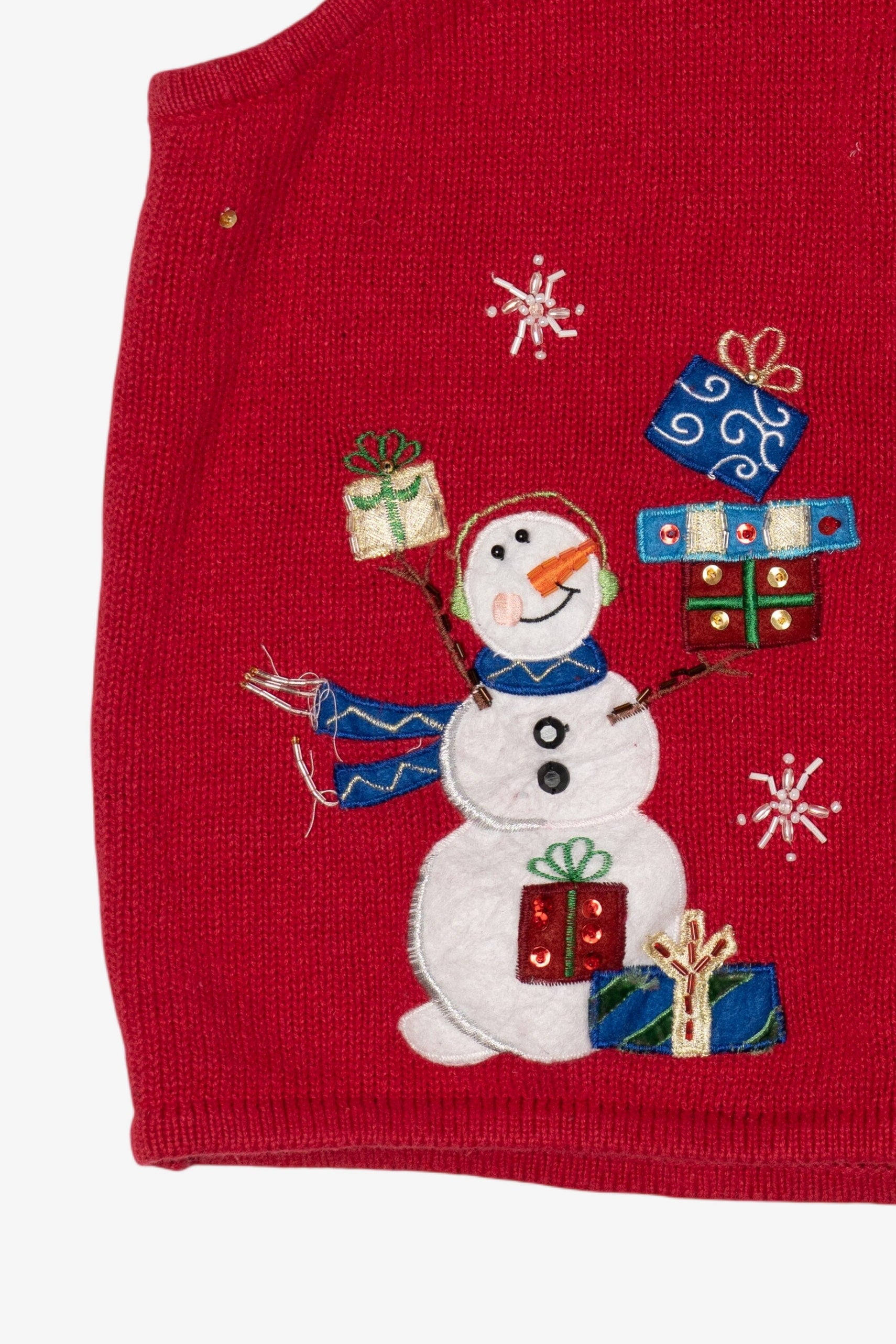 Vintage Red Heirloom Collectible Snowmen Ugly Christmas Vest (2000s)
