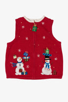 Vintage Red Heirloom Collectible Snowmen Ugly Christmas Vest (2000s)