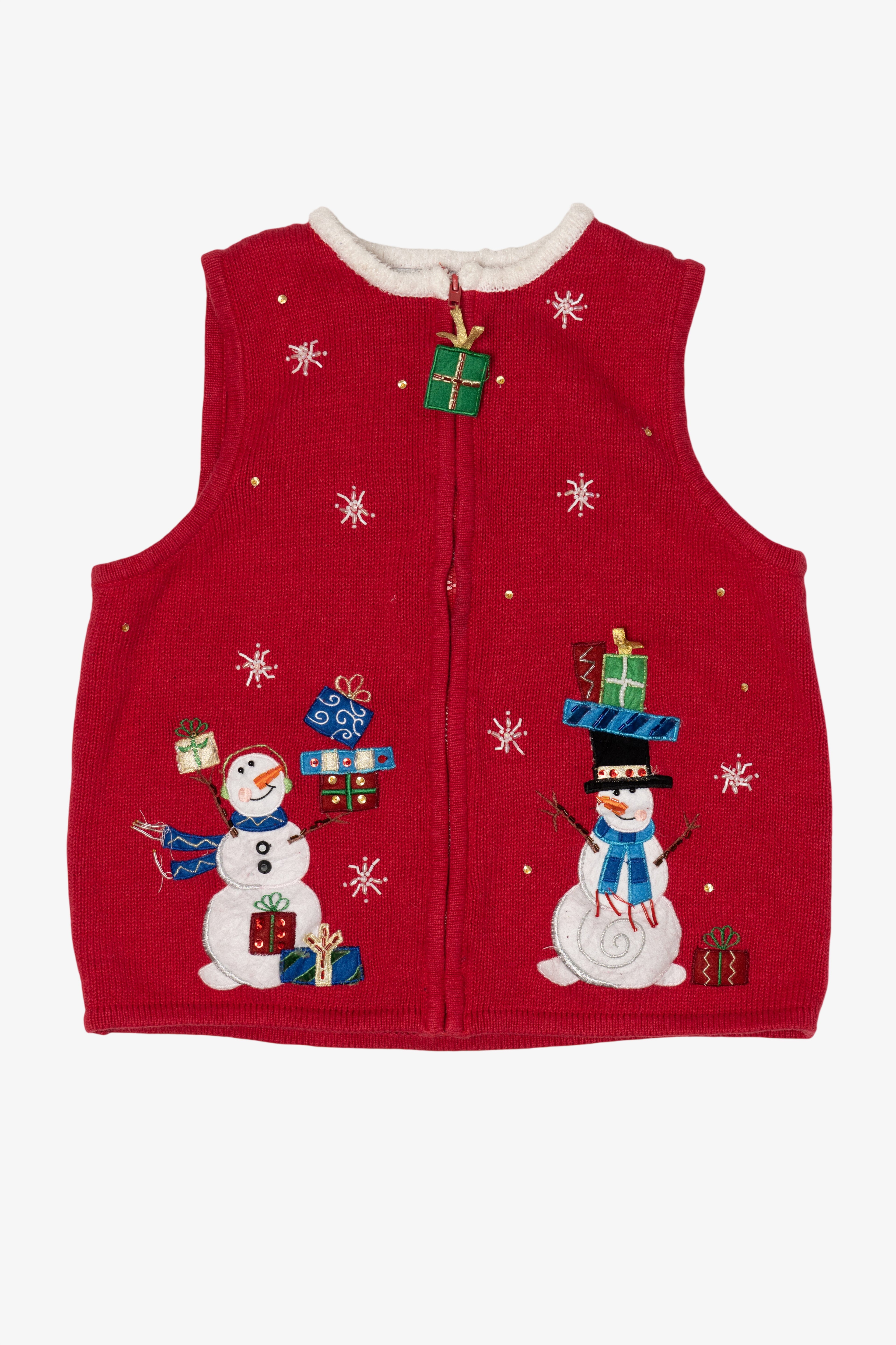 Vintage Red Heirloom Collectible Snowmen Ugly Christmas Vest (2000s)