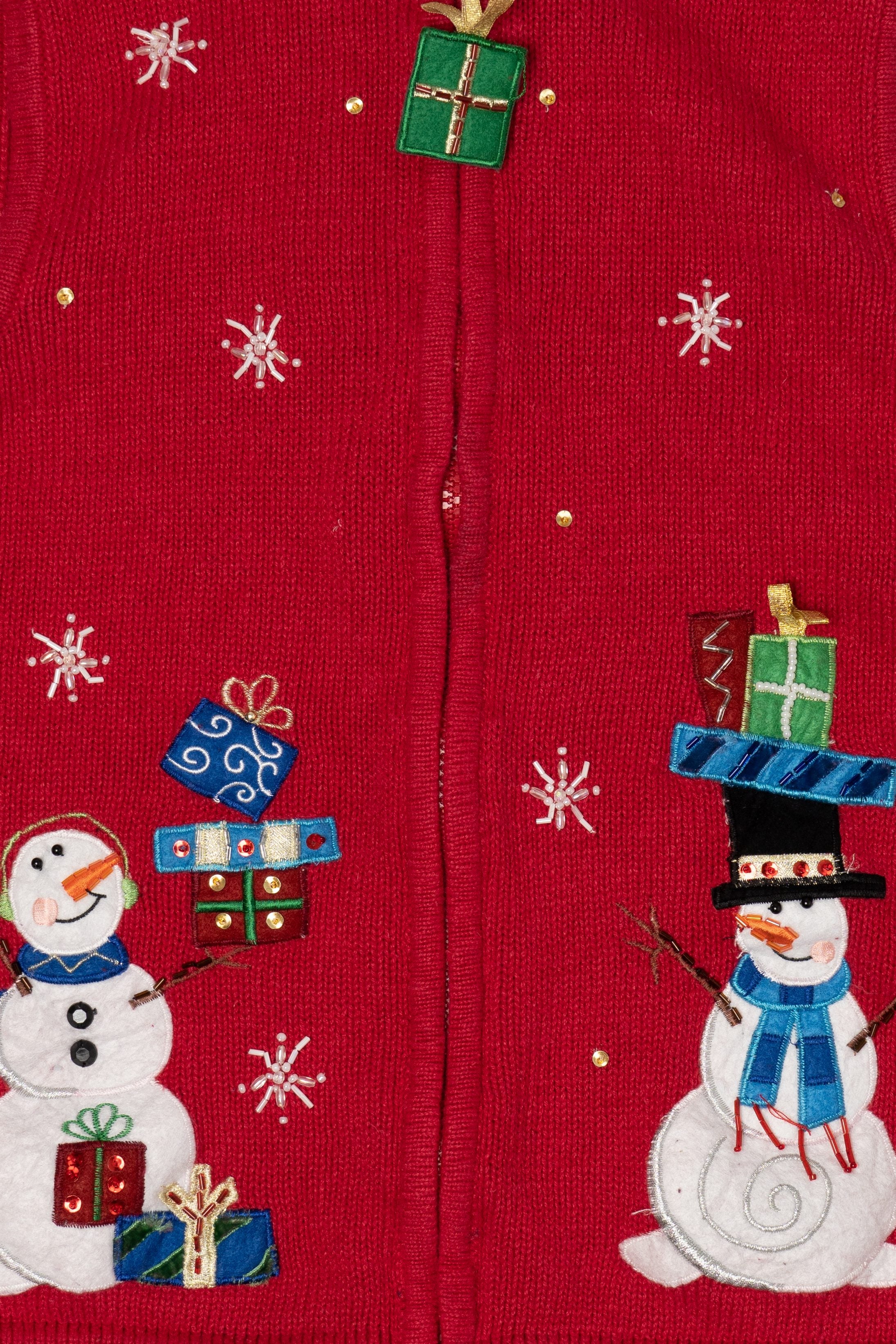 Vintage Red Heirloom Collectible Snowmen Ugly Christmas Vest (2000s)