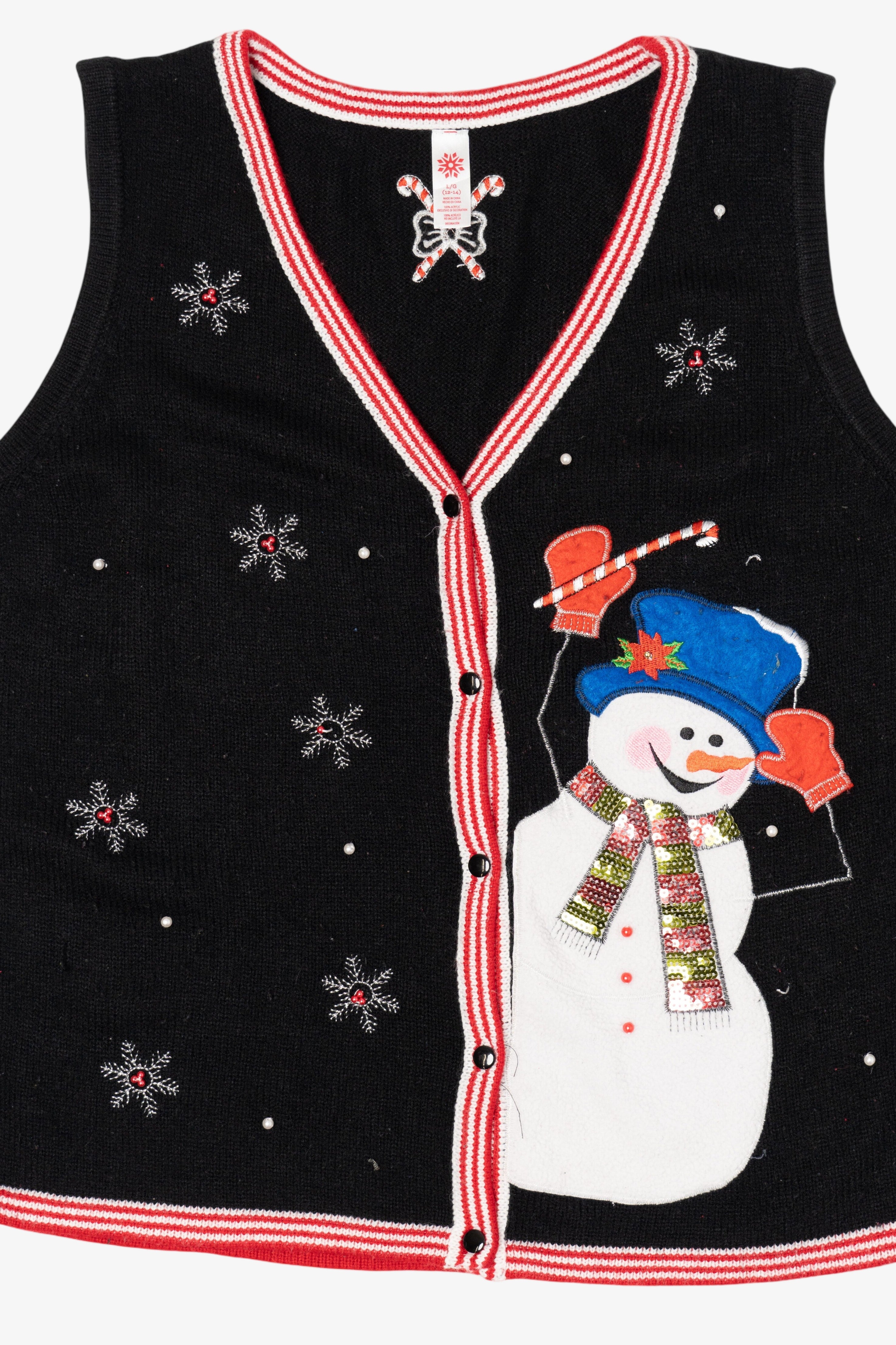 Vintage Black Snowman Ugly Christmas Vest (1990s)