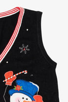 Vintage Black Snowman Ugly Christmas Vest (1990s)