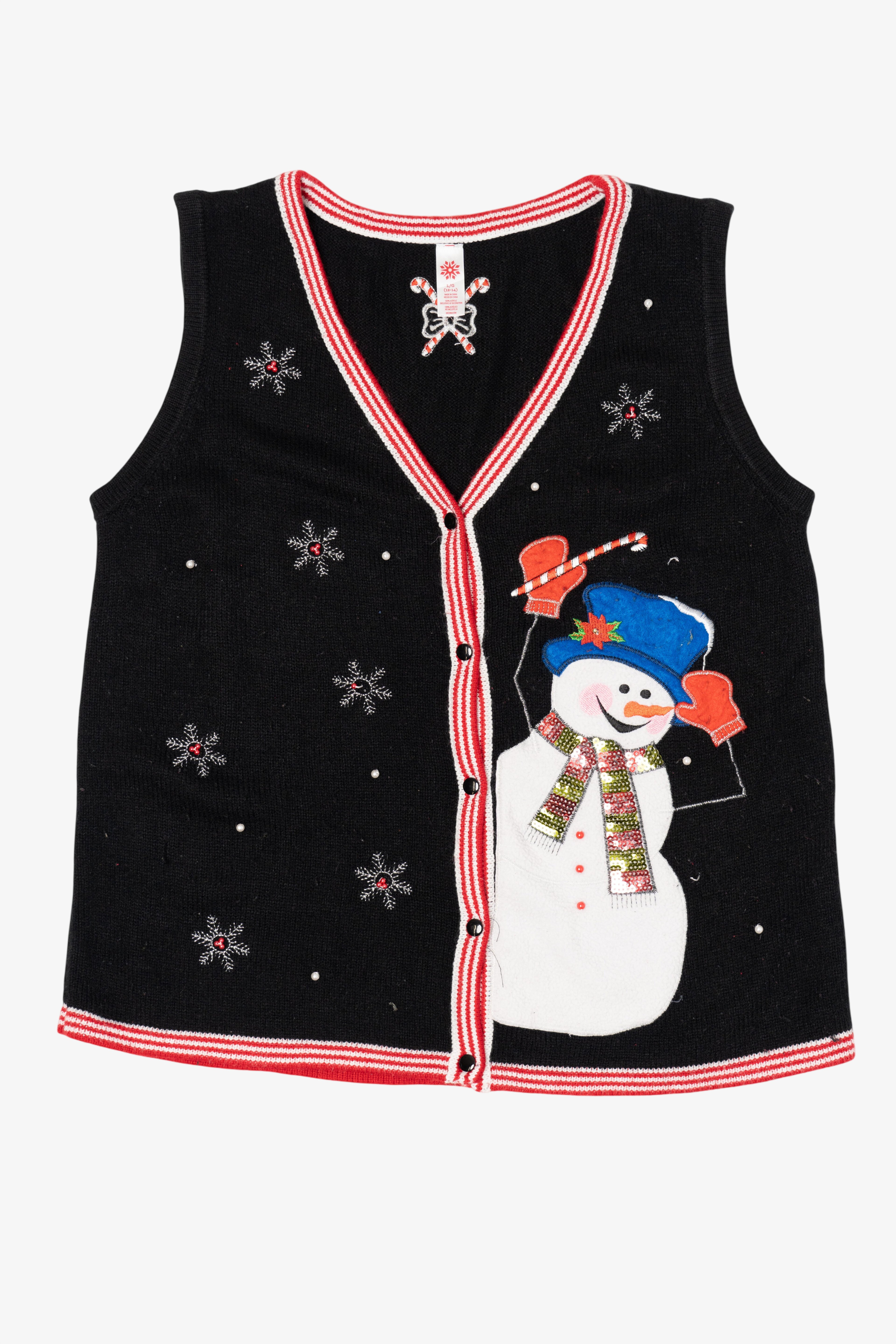 Vintage Black Snowman Ugly Christmas Vest (1990s)