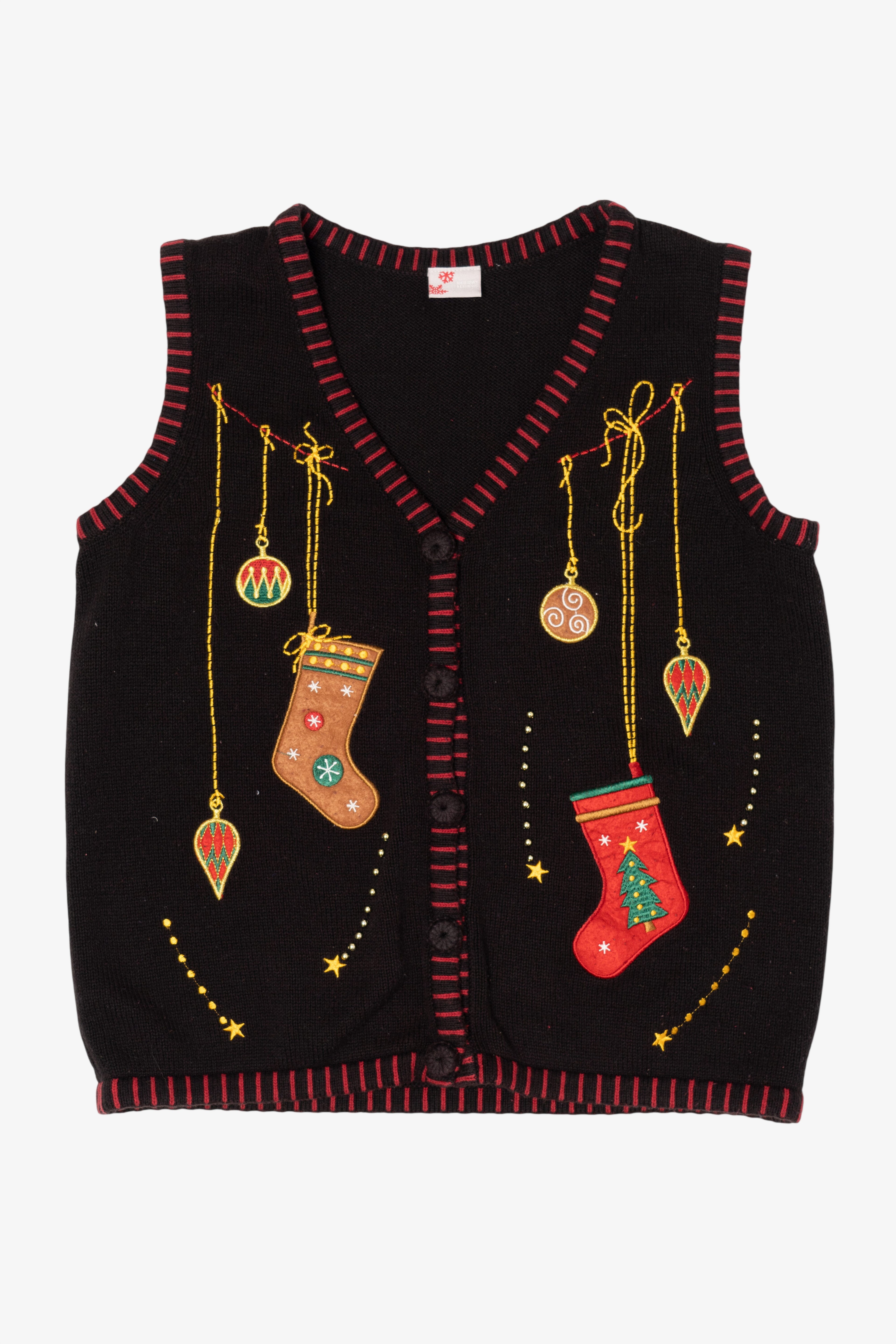 Vintage Black Holiday Editions Stockings Ugly Christmas Vest (2000s)