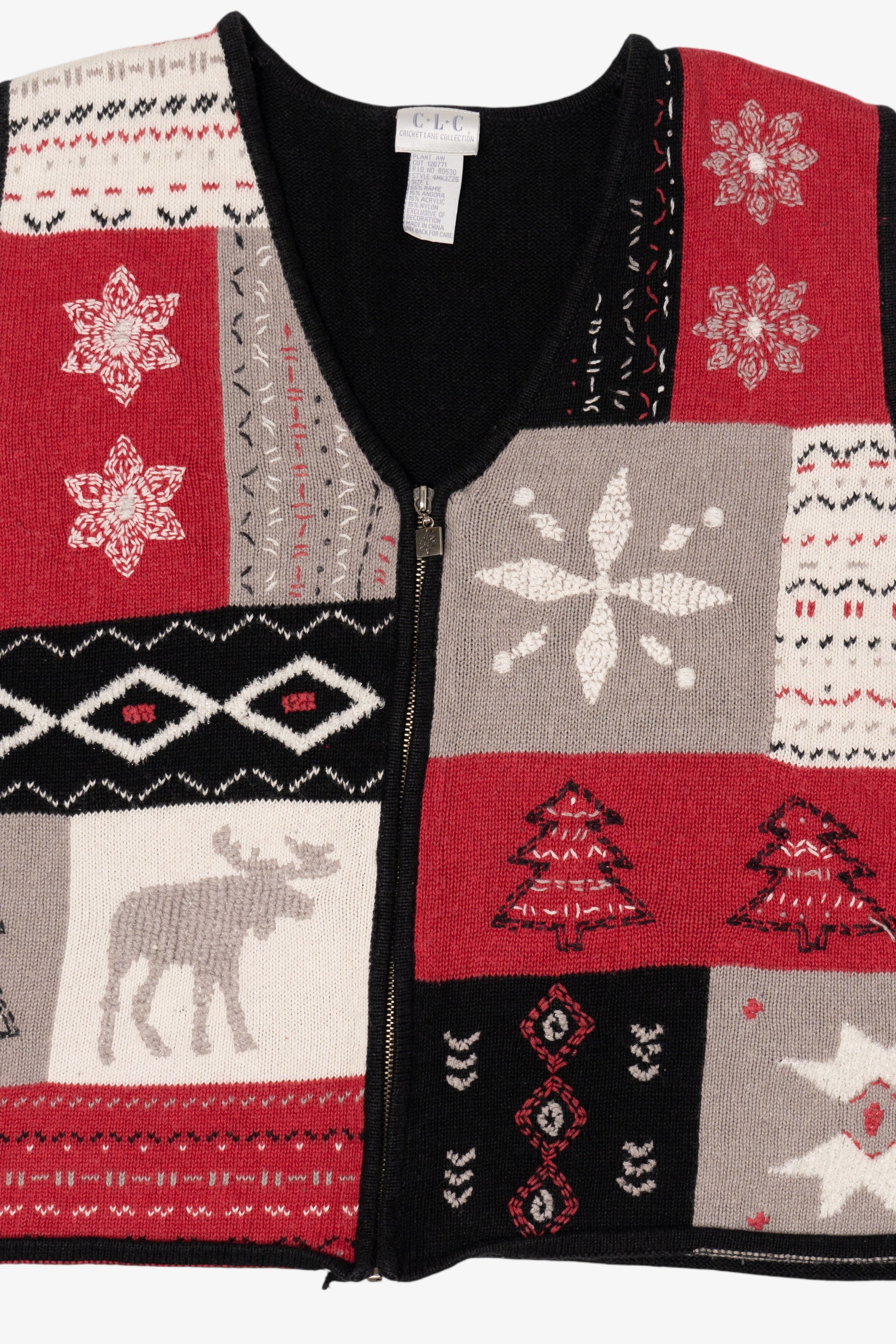 Vintage Black Cricket Lane Collection Ugly Christmas Vest (1990s)