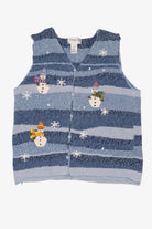 Vintage Blue Tribeca Studio Snowmen Ugly Christmas Vest (1990s)