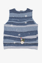Vintage Blue Tribeca Studio Snowmen Ugly Christmas Vest (1990s)