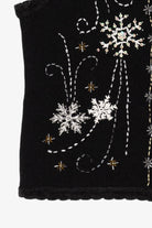 Vintage Black Reference Point Snowflakes Ugly Christmas Vest (1990s)