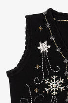 Vintage Black Reference Point Snowflakes Ugly Christmas Vest (1990s)