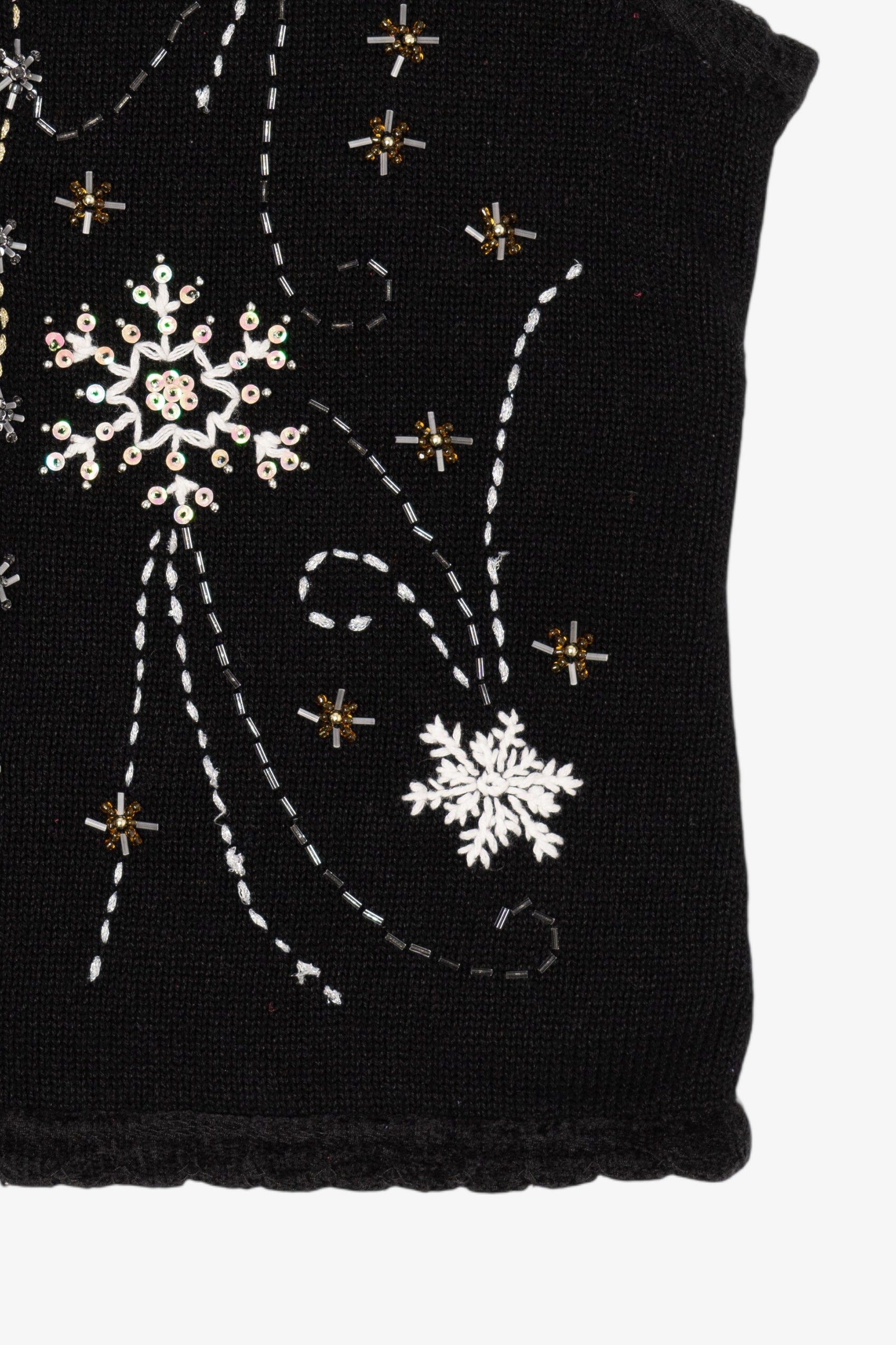 Vintage Black Reference Point Snowflakes Ugly Christmas Vest (1990s)