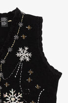 Vintage Black Reference Point Snowflakes Ugly Christmas Vest (1990s)