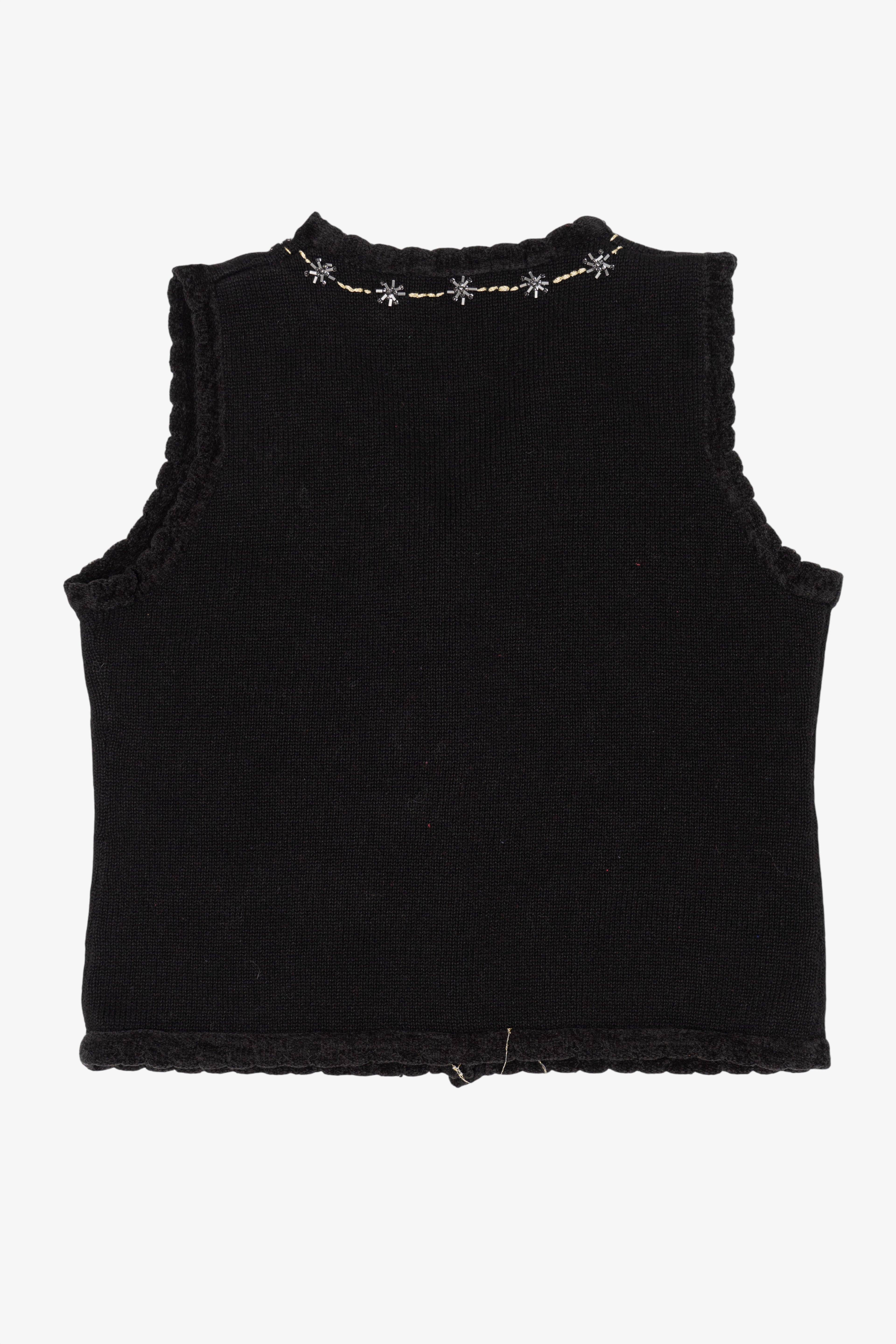 Vintage Black Reference Point Snowflakes Ugly Christmas Vest (1990s)