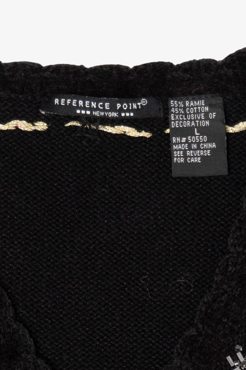 Vintage Black Reference Point Snowflakes Ugly Christmas Vest (1990s)