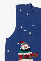 Vintage Blue Snowmen Ugly Christmas Vest (1990s)