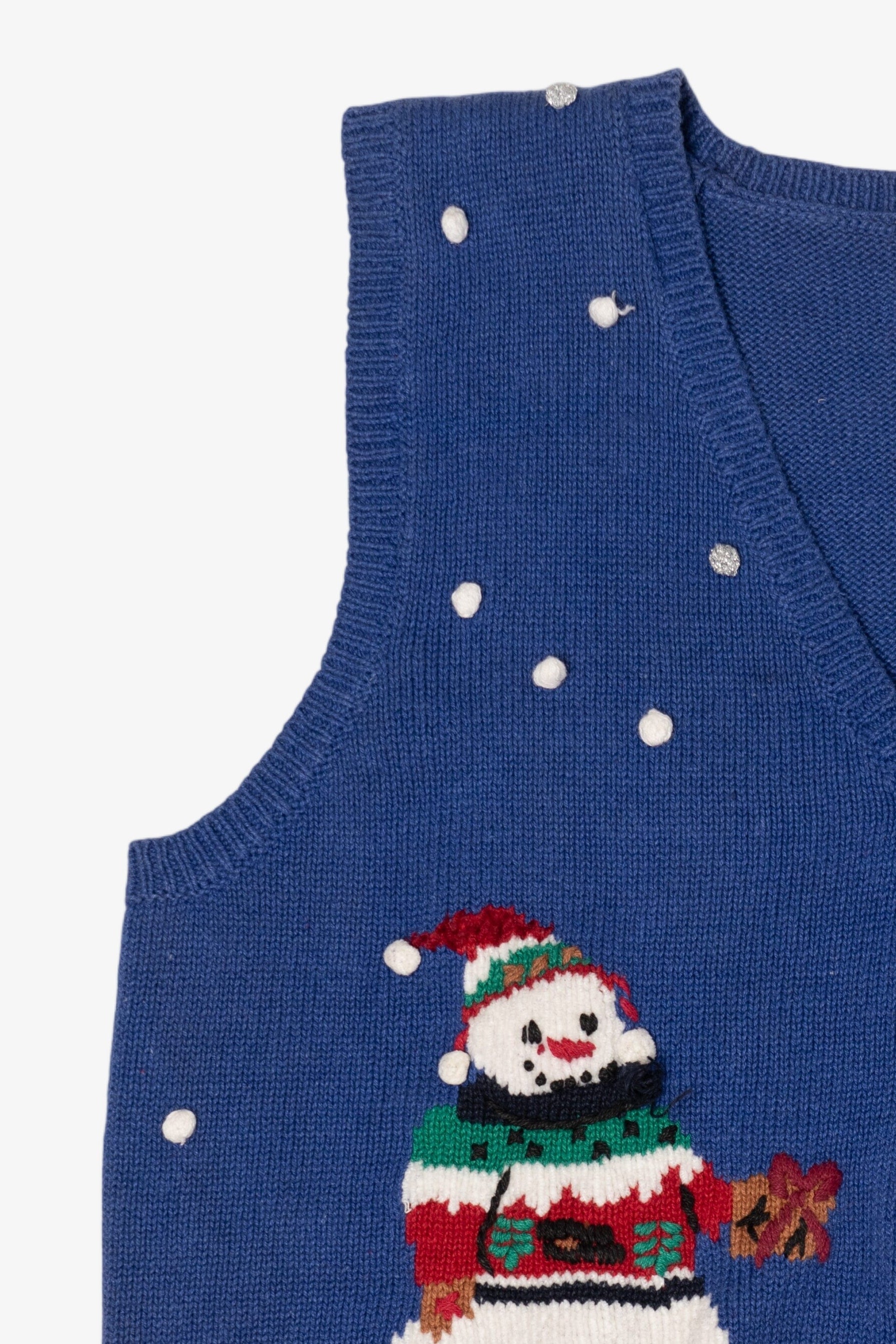 Vintage Blue Snowmen Ugly Christmas Vest (1990s)