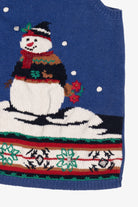 Vintage Blue Snowmen Ugly Christmas Vest (1990s)