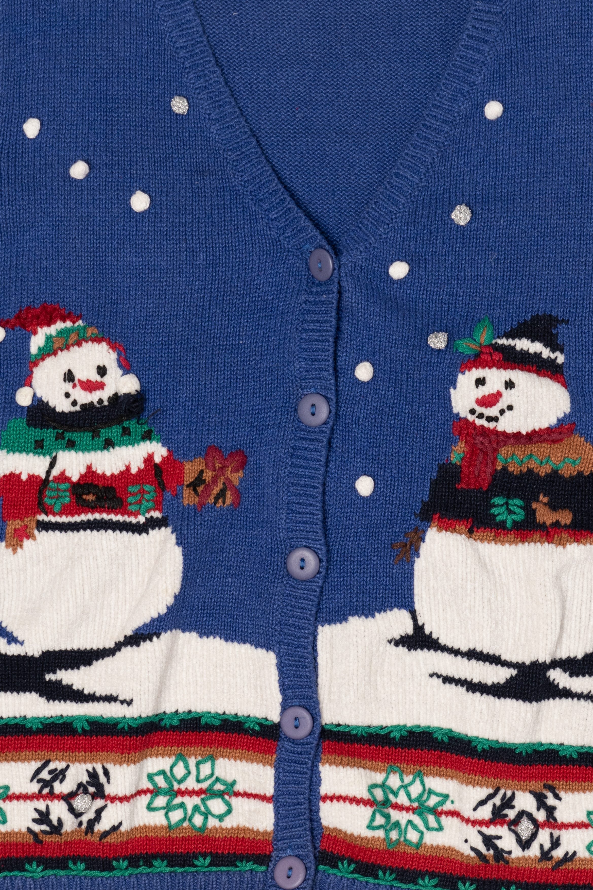 Vintage Blue Snowmen Ugly Christmas Vest (1990s)