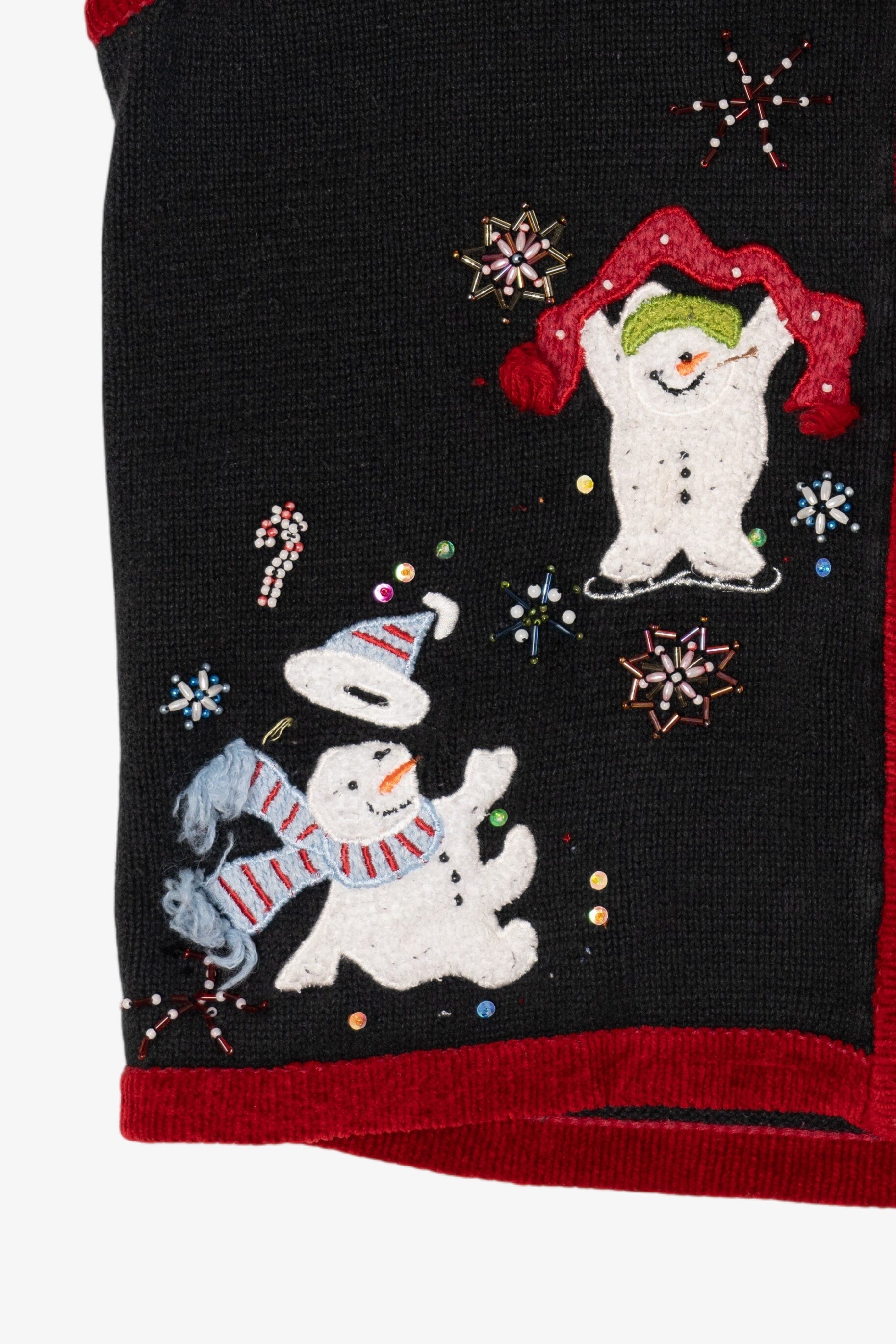 Vintage Black White Stag Snowmen Ugly Christmas Vest (1990s)