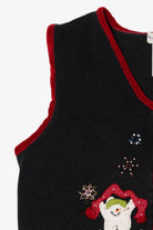 Vintage Black White Stag Snowmen Ugly Christmas Vest (1990s)