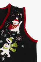 Vintage Black White Stag Snowmen Ugly Christmas Vest (1990s)