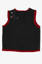 Vintage Black White Stag Snowmen Ugly Christmas Vest (1990s)