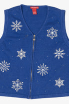 Vintage Blue Merry & Bright Snowflakes Ugly Christmas Vest (2000s)