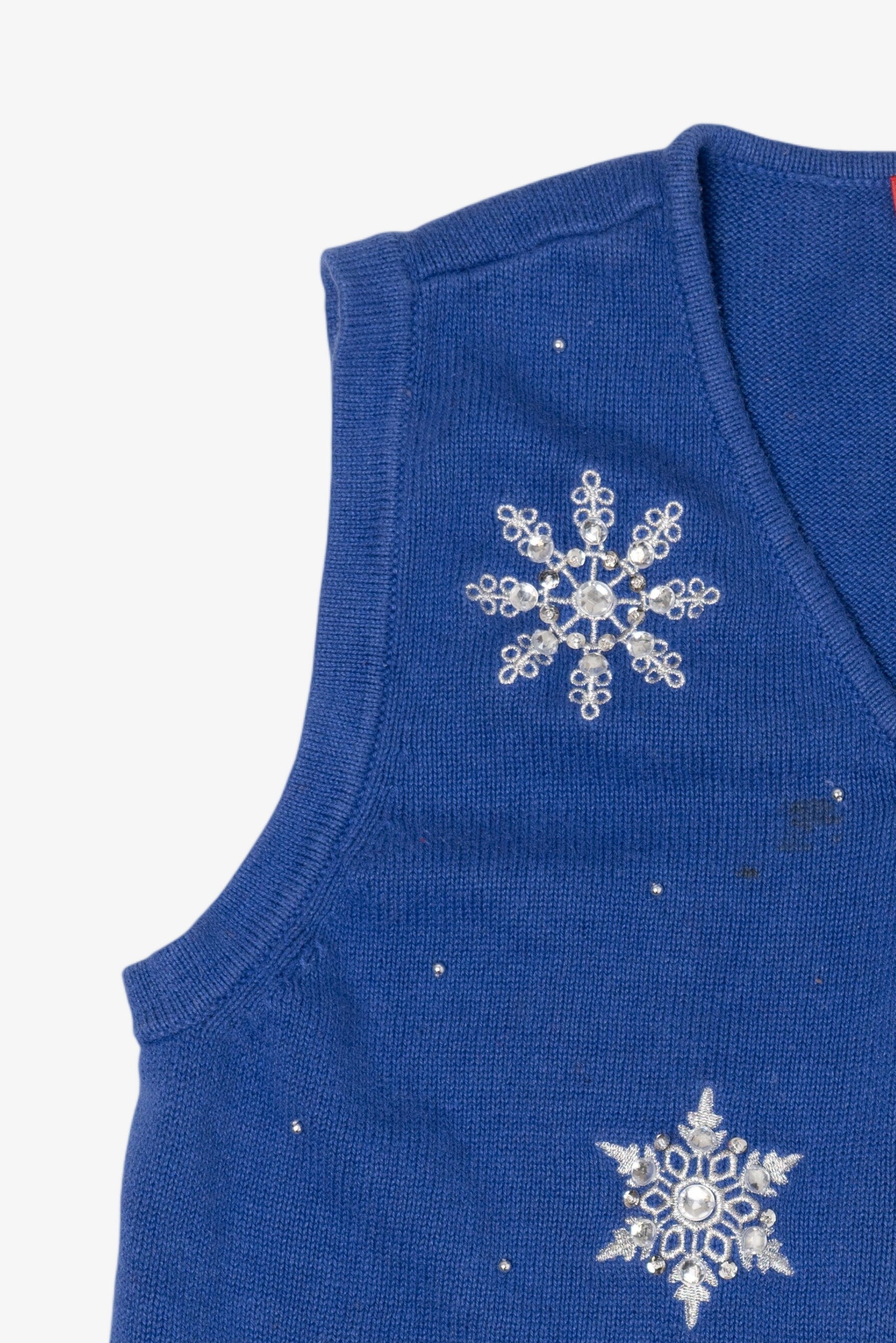 Vintage Blue Merry & Bright Snowflakes Ugly Christmas Vest (2000s)