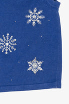 Vintage Blue Merry & Bright Snowflakes Ugly Christmas Vest (2000s)