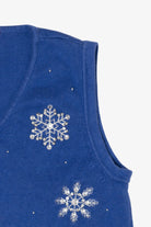 Vintage Blue Merry & Bright Snowflakes Ugly Christmas Vest (2000s)