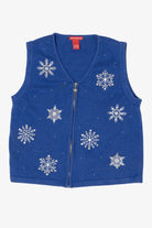 Vintage Blue Merry & Bright Snowflakes Ugly Christmas Vest (2000s)