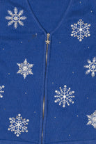 Vintage Blue Merry & Bright Snowflakes Ugly Christmas Vest (2000s)