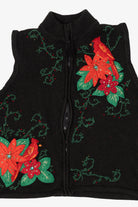 Vintage Black Poinsettias Ugly Christmas Vest (2000s)