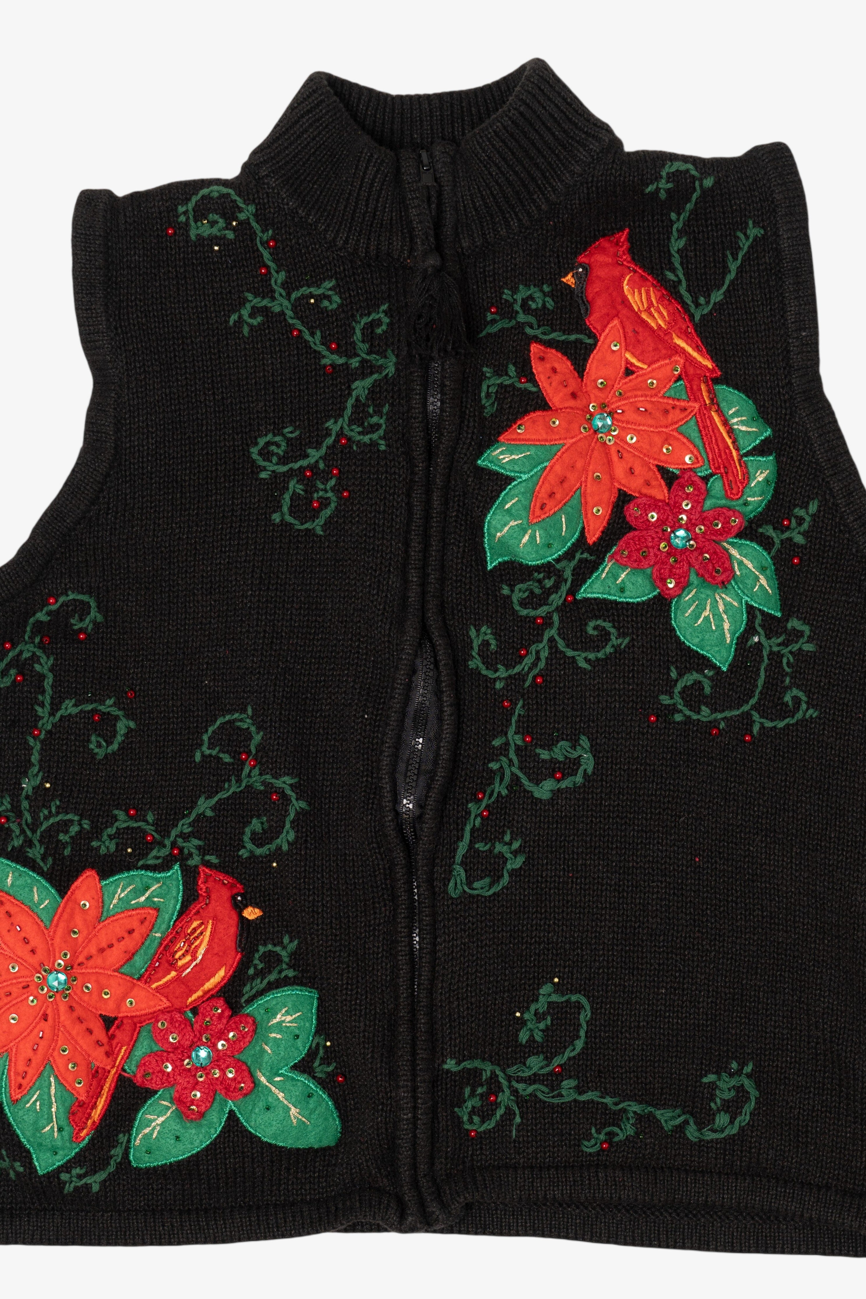 Vintage Black Poinsettias Ugly Christmas Vest (2000s)