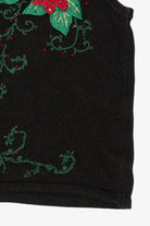 Vintage Black Poinsettias Ugly Christmas Vest (2000s)