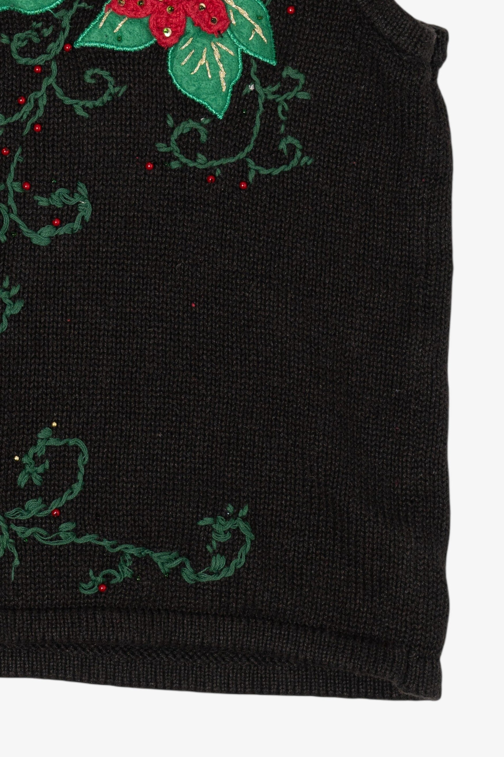 Vintage Black Poinsettias Ugly Christmas Vest (2000s)