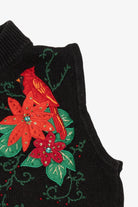 Vintage Black Poinsettias Ugly Christmas Vest (2000s)