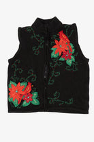 Vintage Black Poinsettias Ugly Christmas Vest (2000s)