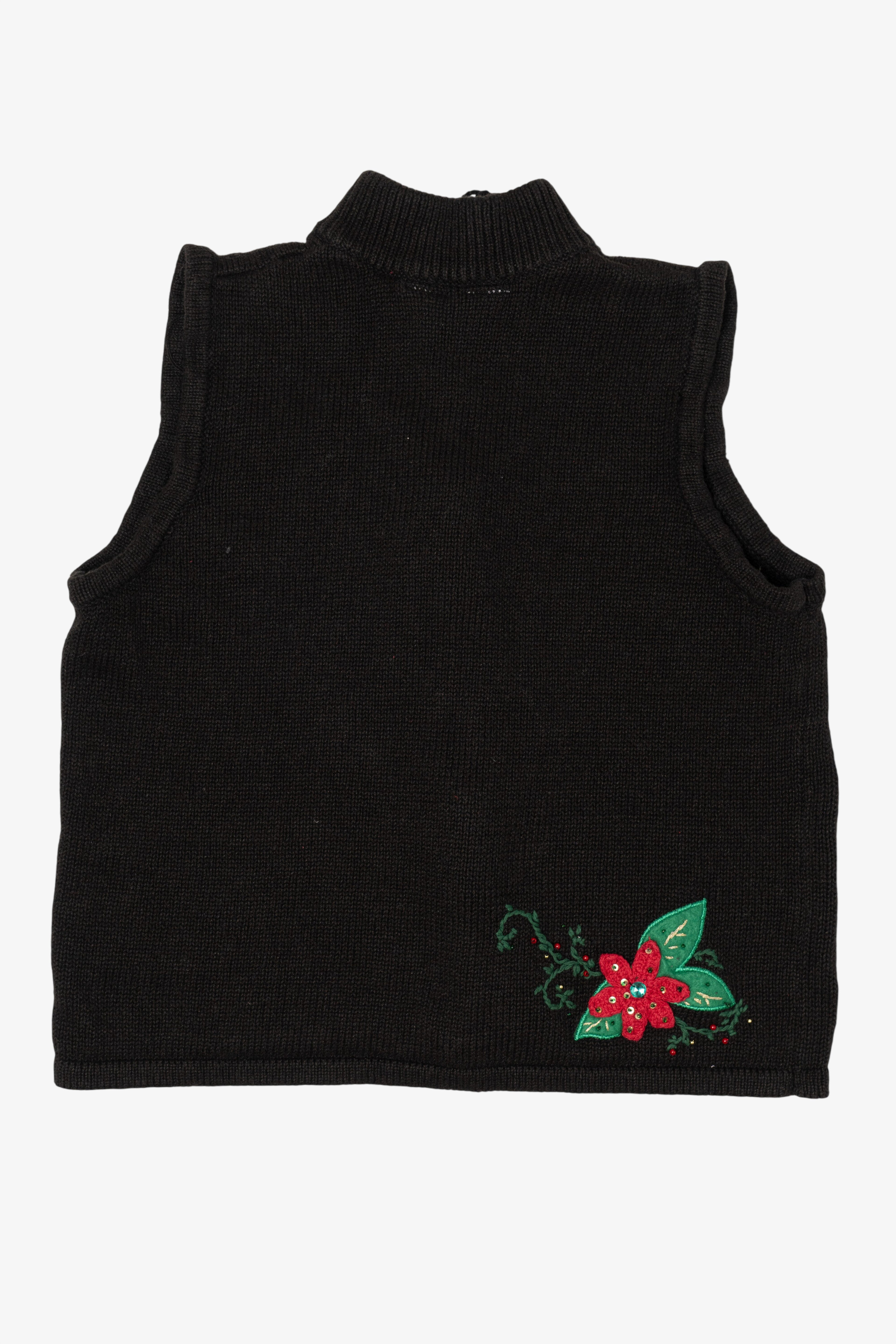 Vintage Black Poinsettias Ugly Christmas Vest (2000s)