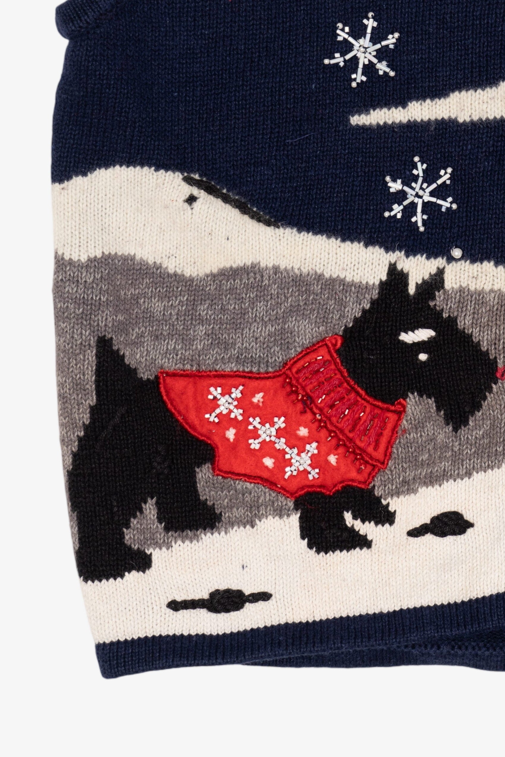 Vintage Navy Blue Bobbie Brooks Dogs Ugly Christmas Vest (1990s)
