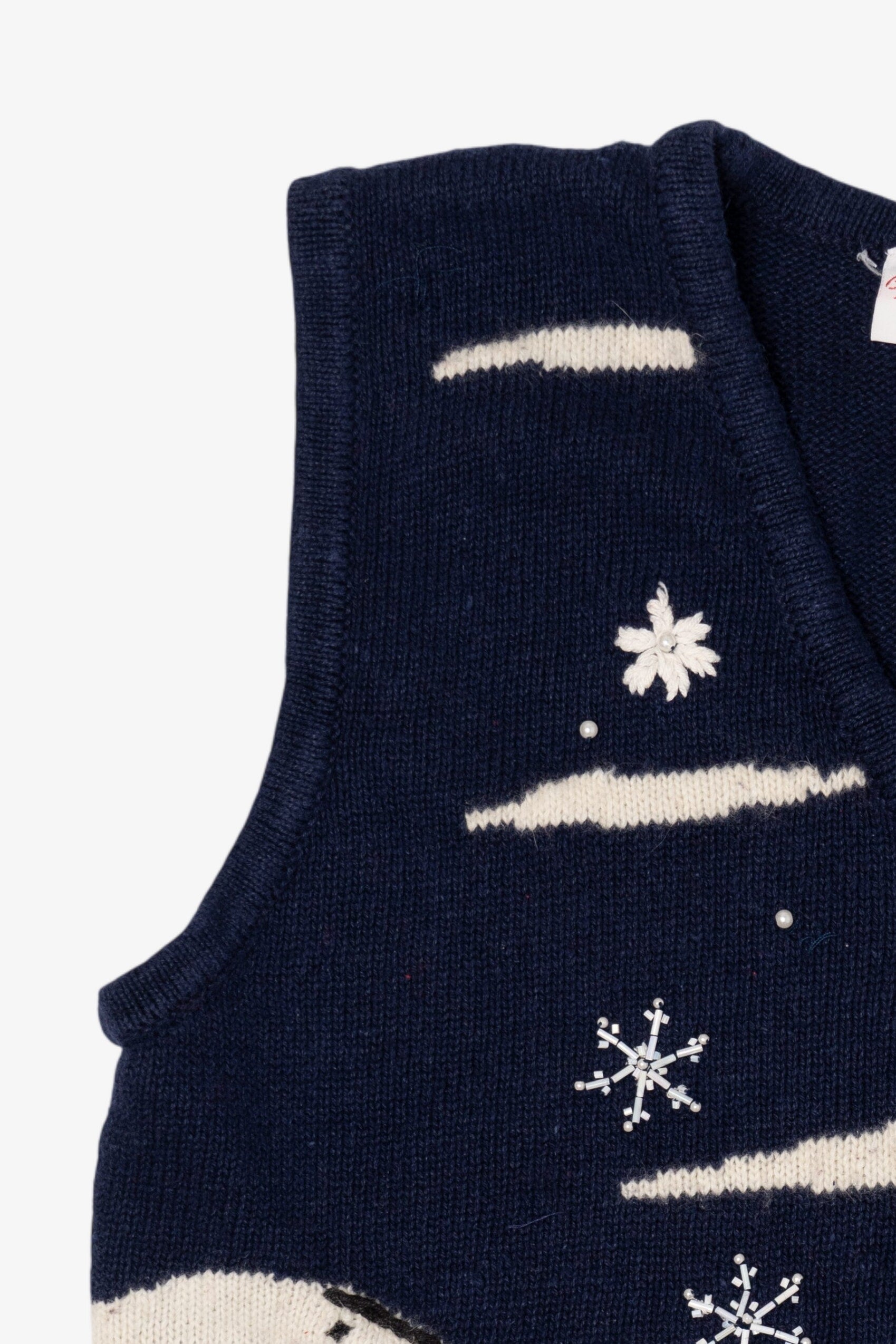 Vintage Navy Blue Bobbie Brooks Dogs Ugly Christmas Vest (1990s)