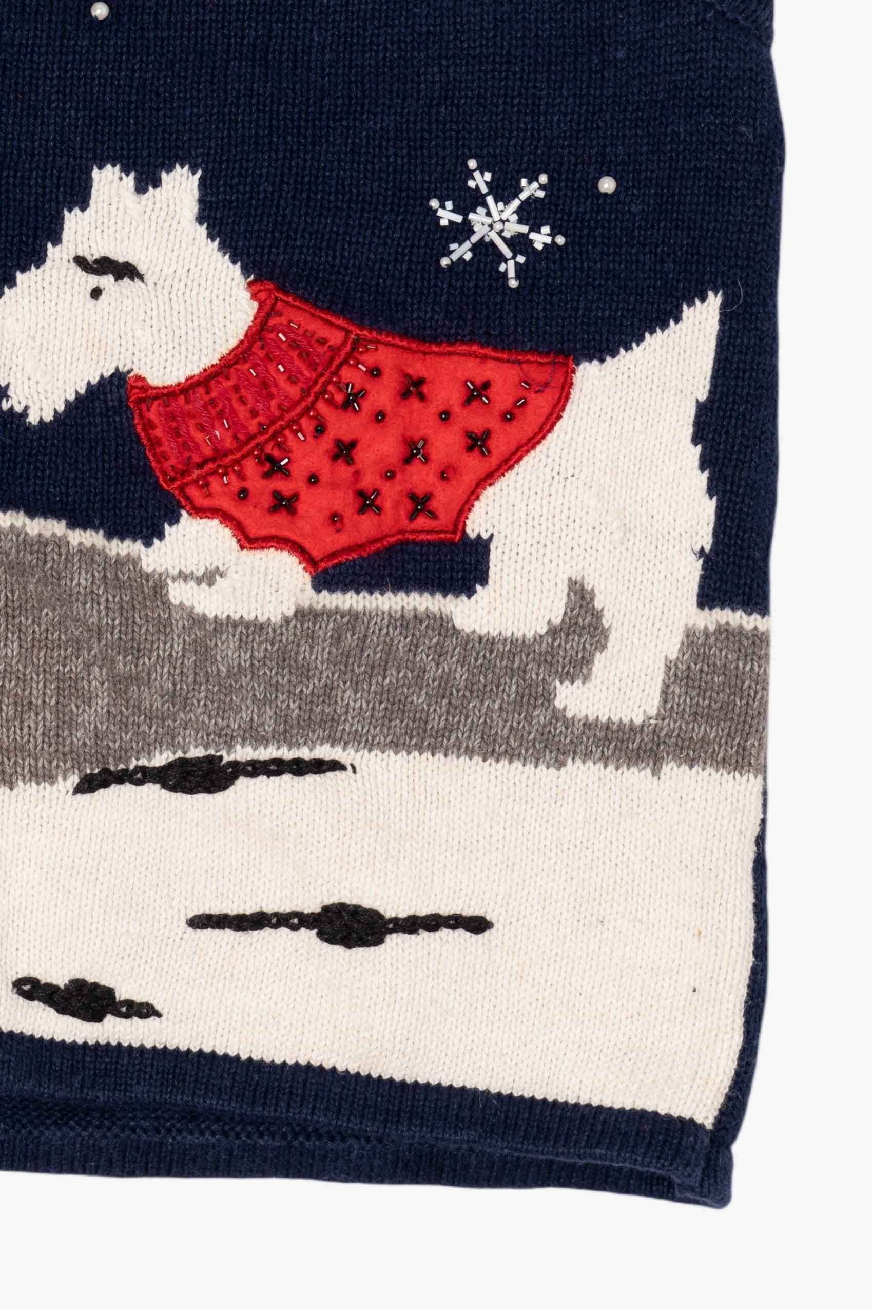 Vintage Navy Blue Bobbie Brooks Dogs Ugly Christmas Vest (1990s)